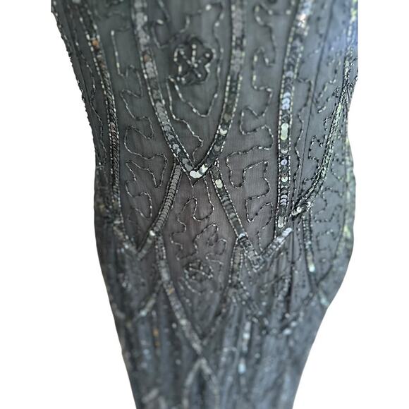 Vintage Stenay Silk Beaded Maxi Dress 6 Black Gown Cocktail Beaded Formal Party - Picture 7 of 16